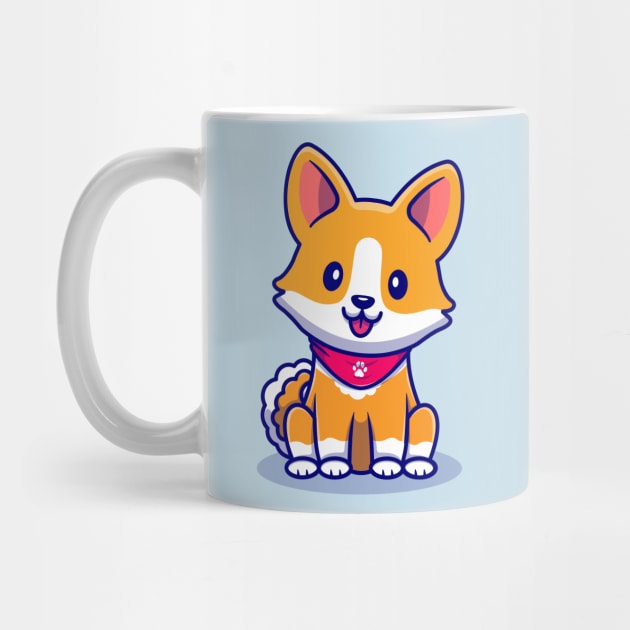 Cute Corgi Dog Sitting With Scarf Cartoon by Catalyst Labs